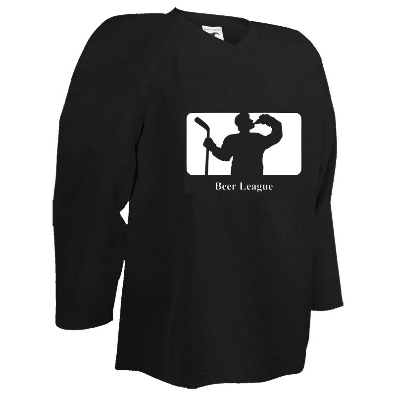 Beer League Beer Hockey Logo Senior Goalie Cut Hockey Jersey